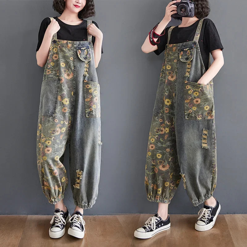 Spring/Summer Womens Denim Jeans Art Plus Size Printing Stretchable Regular Suitable for Fashion Models 250225
