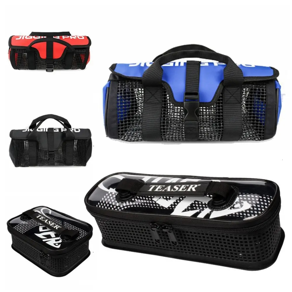 Jig Mesh Bag Lure Bait Storage Bag Large Capacity Metal Jig Bag Red PVC Fishing Lure Bait Hooks Box Bait Storage 250226