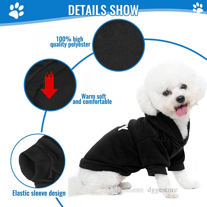 Dog Hoodie with Large Dog Paw Print Pattern Dog Sweatshirt with Hood, Warm Fleece Dog Sweater Clothes Cozy Soft Coats for Cats Puppies Small Dogs 6XL 