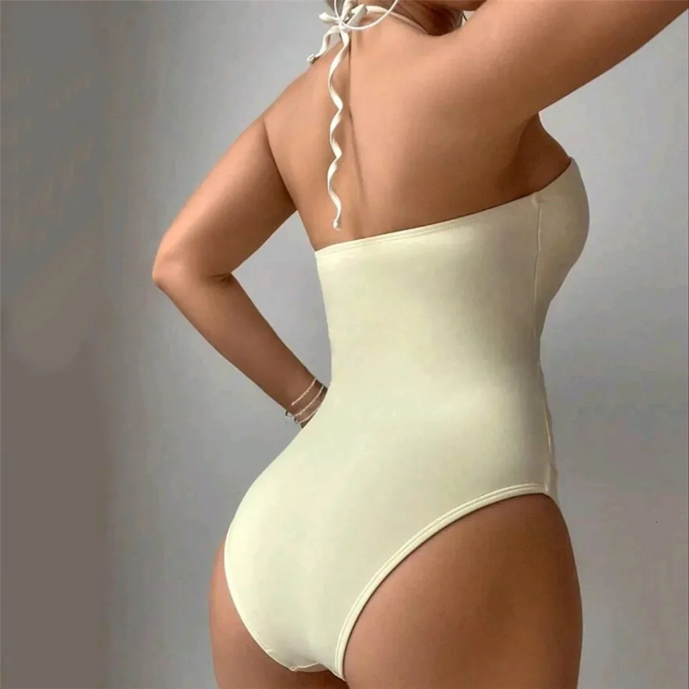 Sexy 3D Flower Hollow Out Swimwear One Piece Swimsuits Women Summer String Halter Monokini Swimming Bathings Suit Bather 250225