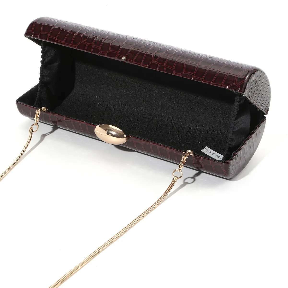 Summer New Retro Fashion Long Box Handbag Women's Brown Crocodile Pattern Wallet Casual Gold Metal Chain Handbag Designer Dinner Crossbody Bag