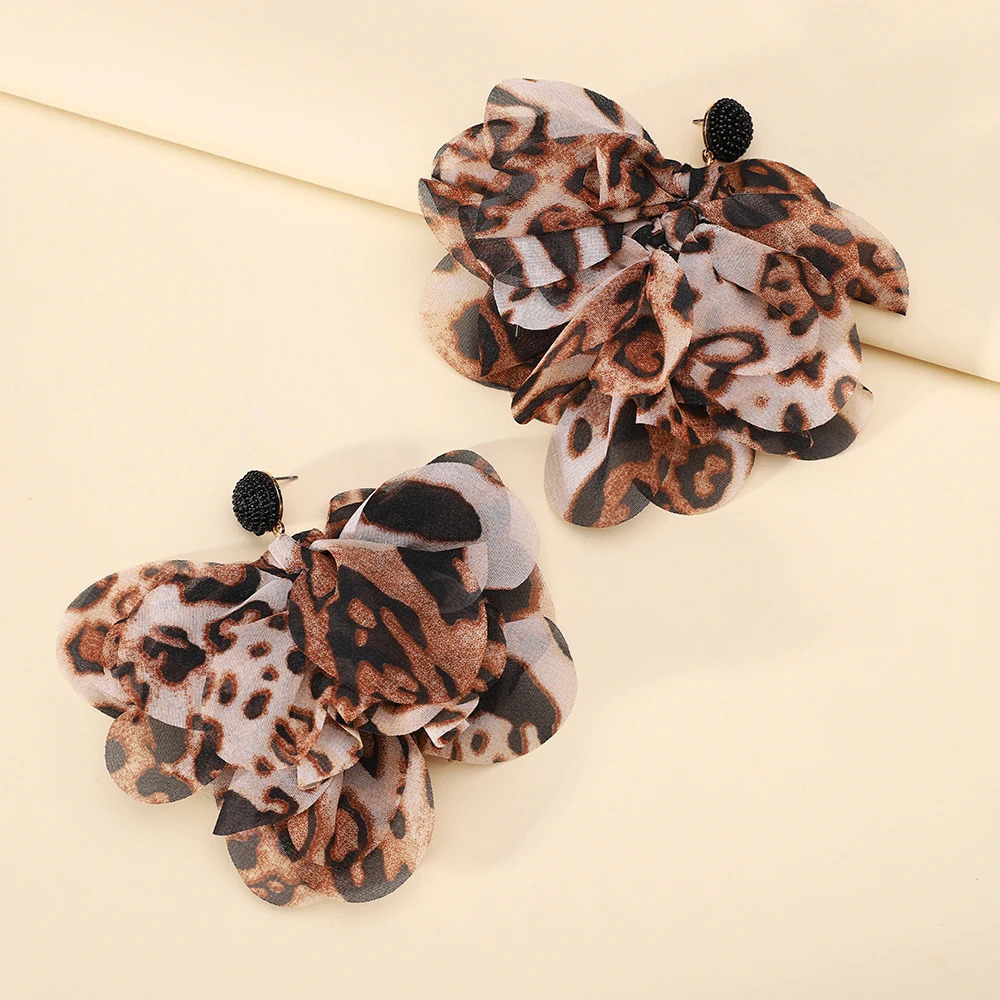Charm Leopard Print Flower Decor Female Romantic Elegant Wedding Party Jewelry Holiday Unusual Dangle Earrings For Women 250225