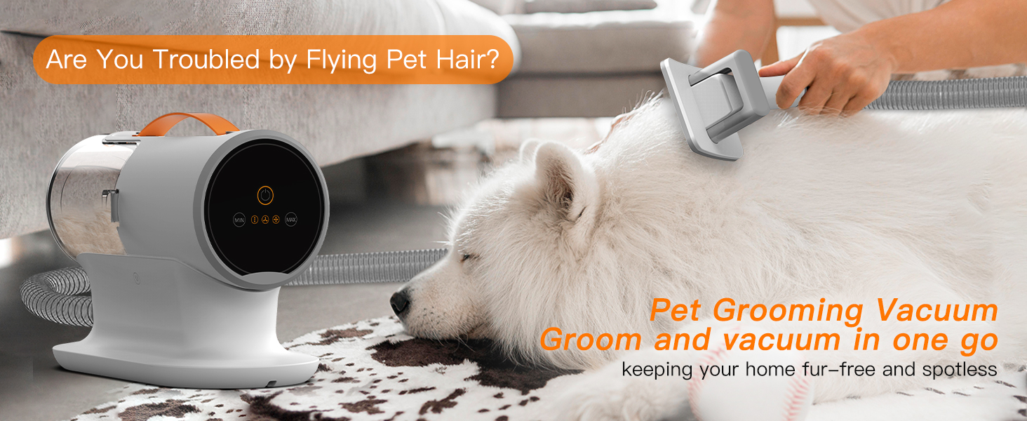 Efficient Dog Grooming Solution by AirRobo - Dual-Purpose Brushing and Vacuum Cleaner Set