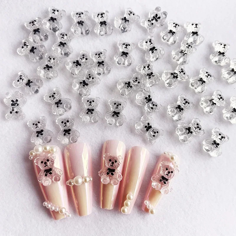 1020pcs Nail Art Cute Bear Jewelry Metal Matte 3D Candy Cartoon Crown White Diamond 250217