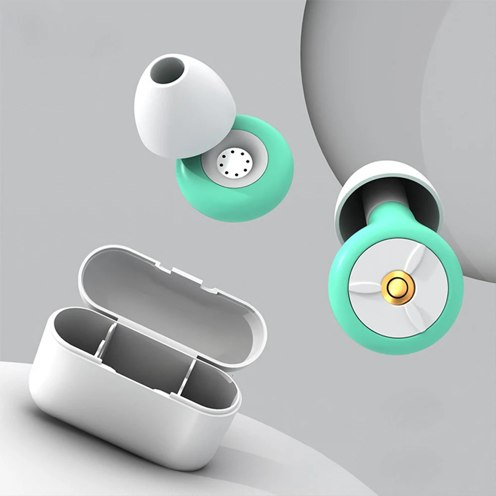 Silicone Ear Protection Earplugs Waterproof Anti-Noise Earplugs Washable with Earplug Caps Case for Swimming Showering 250226