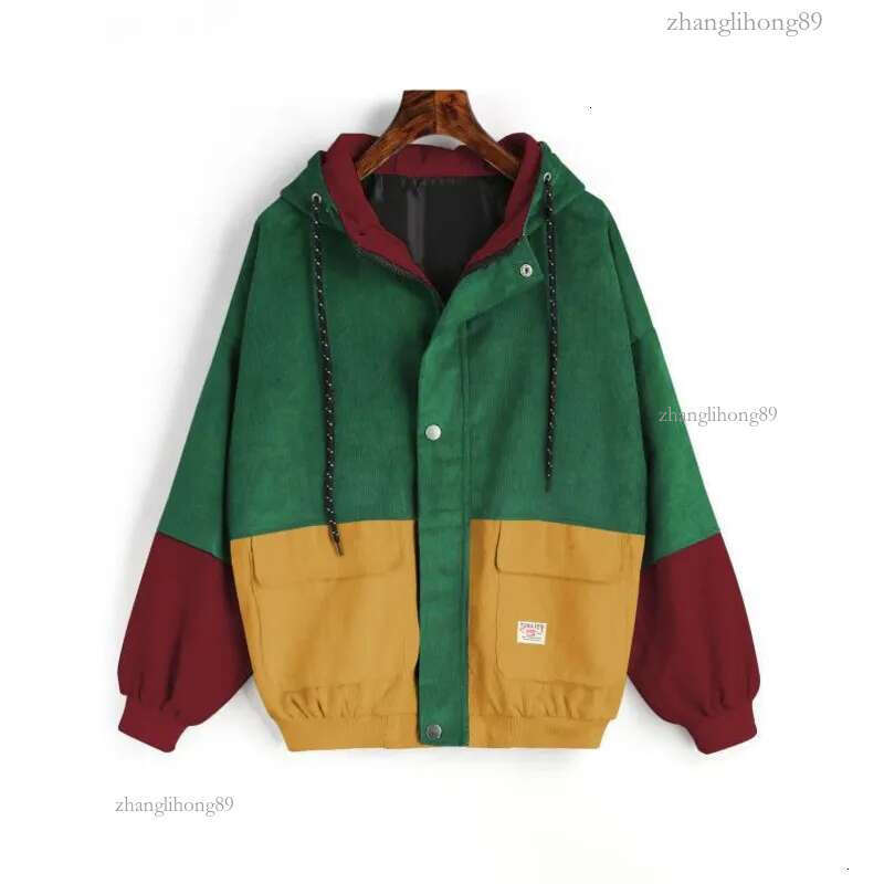 BDLJ Color Block Patchwork Corduroy Hooded Jackets Men Hip Hop Zipper Up Hoodies Coats Male Casual Streetwear Outerwear 201113