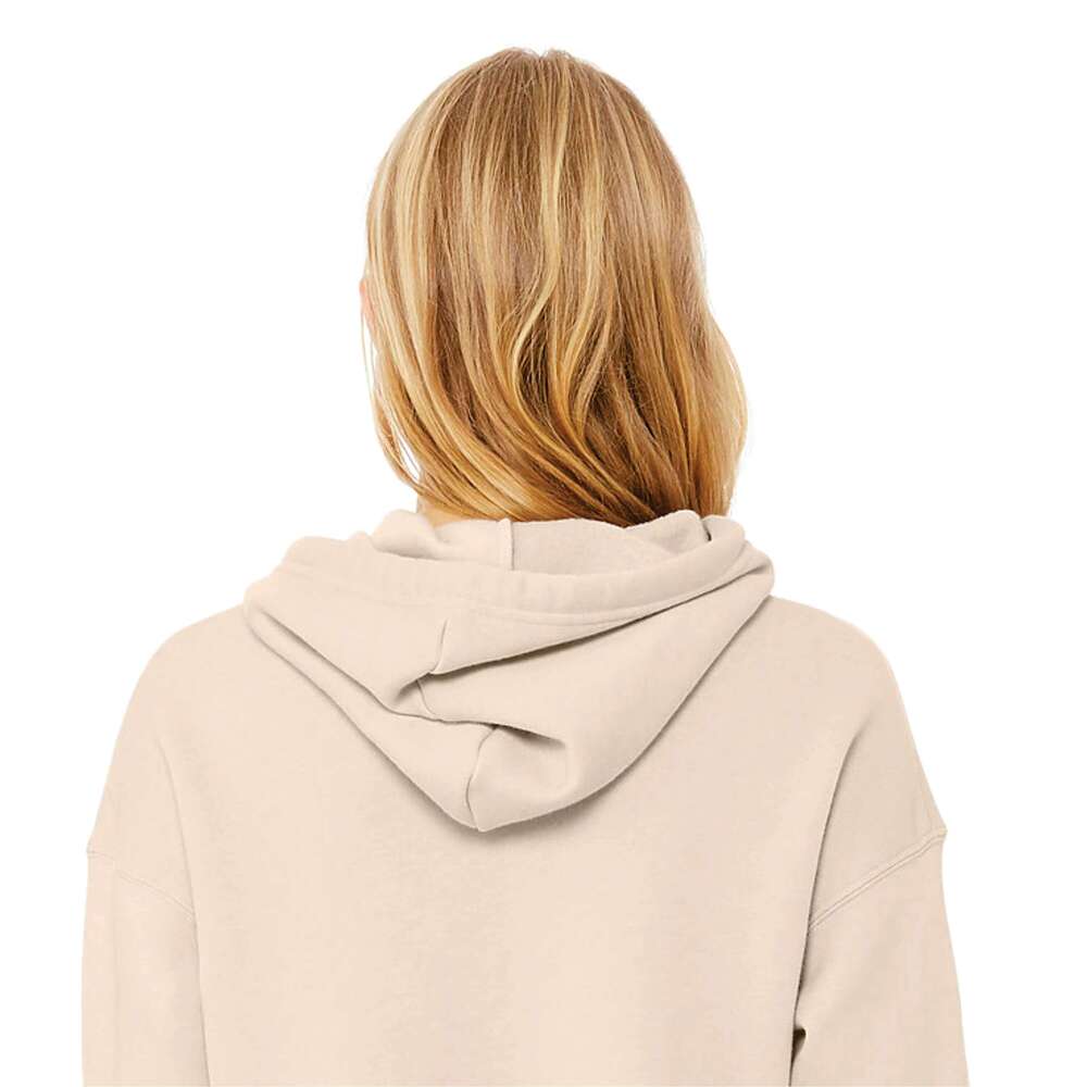 Raw Hem Dropped Shoulder 52% Airlume Combed And Ring Spun Cotton 48% Poly Heather Dust Womens Cropped Fleece Hoodie