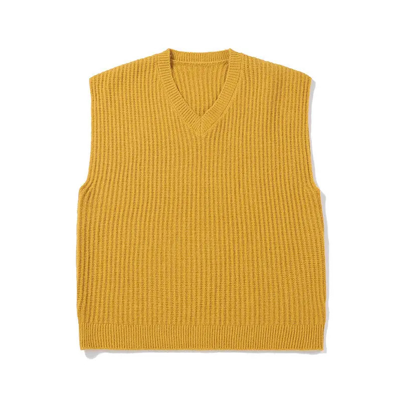 Mens V Neck Sweater Trend Plus Size Vest Knitting Tops Autumn Winter Solid Sleeveless Preppy Style Fashion Men Clothing 250225