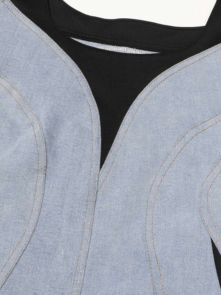 Hit Color Slimming Sexy Dresses For Women Square Collar Sleeveless High Waist Backless Designer Dress Female New