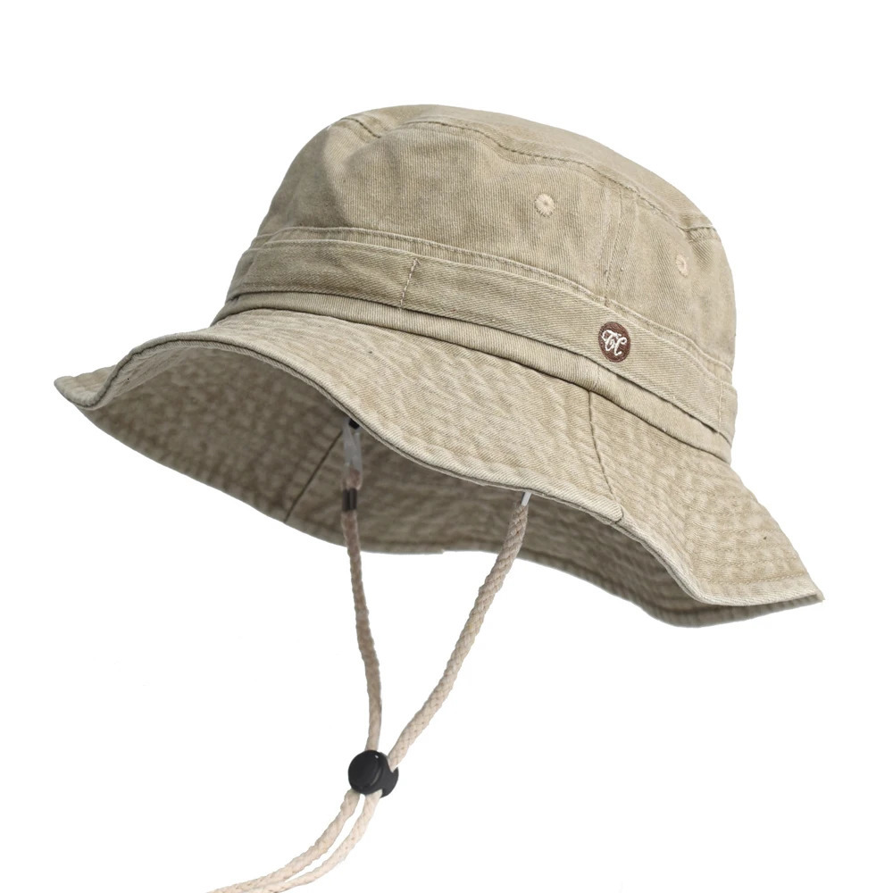 Washed Cotton Bucket Hats Spring Summer Men Women Panama Hat Fishing Hunting Cap Sun Protection Caps Outdoor Sun Hat 250218