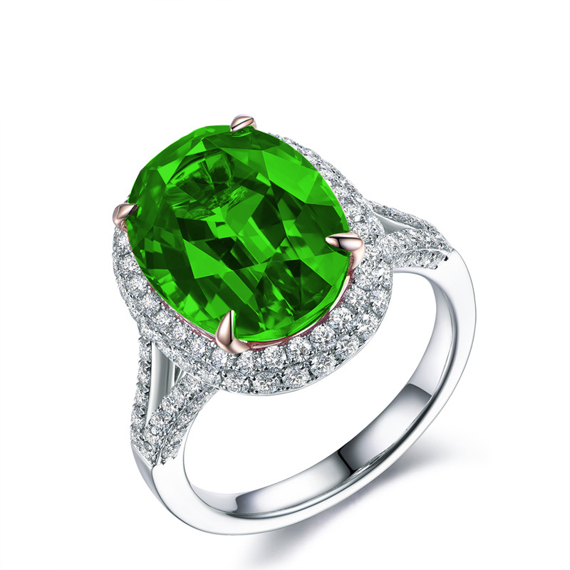 25 Gorgeous Luxury Jewelry Wedding Designer Rings 925 Sterling Silver Large Oval Cut Multi Color 5A Cubic Zircon CZ Diamond Gemstones Party Eternity W