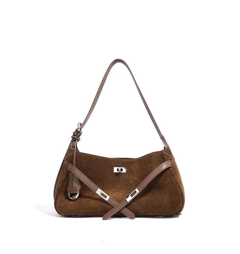 Rectangular High Quality Underarm Shoulder Bag Suede Leather Women's Fashion Bags Small Half Moon Handbags