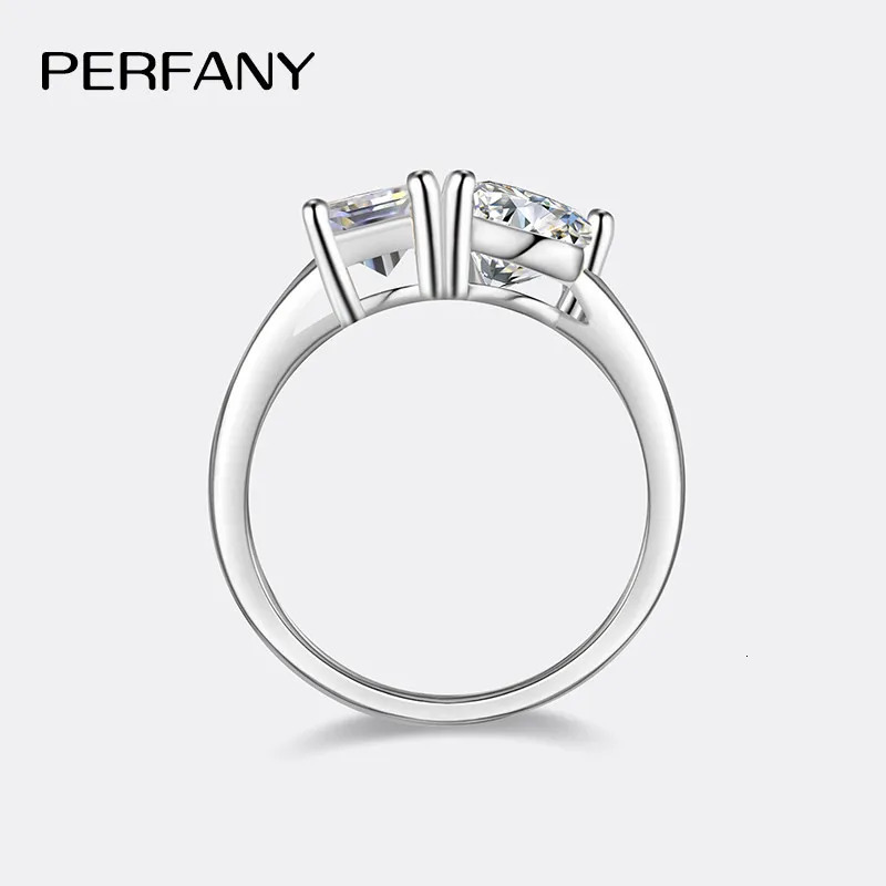 PERFANY 2CT Heart-Shaped Womens Ring S925 Pure Silver Emerald/Radiation Cutting Laboratory Diamond Wedding Jewelry 250220