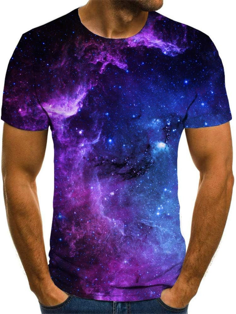 Mens T shirt Outer Space T Shirts for Men 3D Printed Galaxy Solar System Planets Nebula Shirt tee Casual tops summer clothes fashion