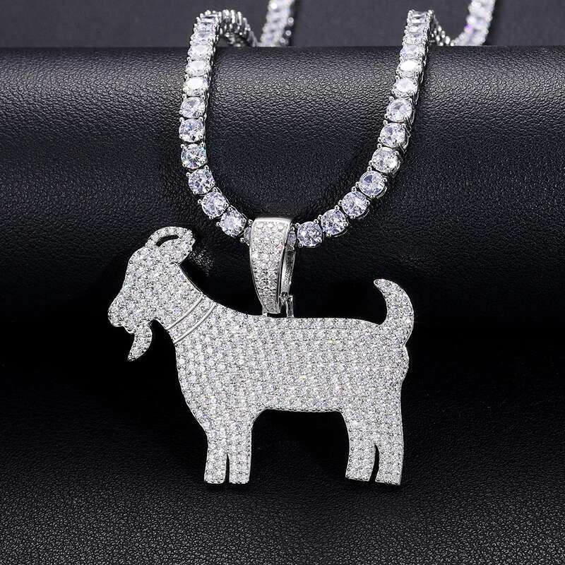 Iced Out Moissanite Sheep Pendant Sterg Sier Goat Necklace For Men Women Rapper Hip Hop Jewelry Passed Dia Test