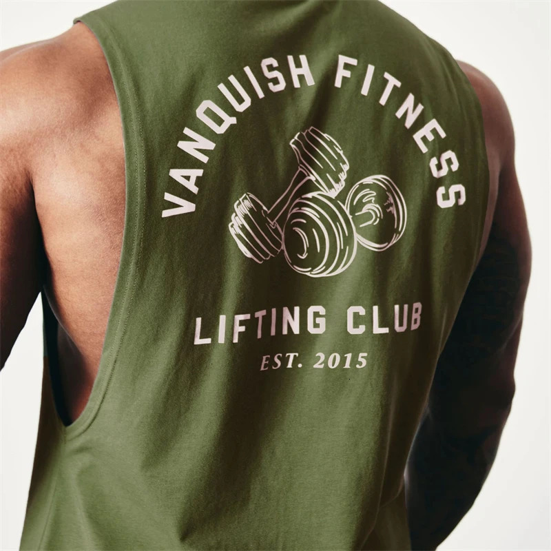 Cotton mens vest summer cross-border crewneck sleeveless top printed fashion fitness exercise mens sportswear 250225