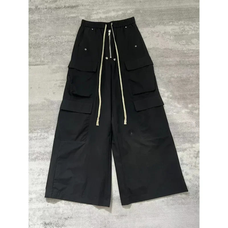 Rodull Black Style Casual Pants 23ss Multi-Pocket Cargo Pants Wide-Leg Bell Bottoms For Men Comfortable Cotton Material 250225