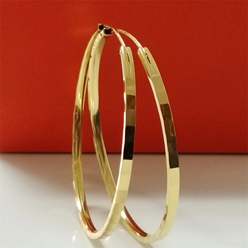 Senlissi Fashion Gold Plated Hoop Earrings For Women 925 Sterling Silver Fashion Earring 3/4/5/6CM 250225