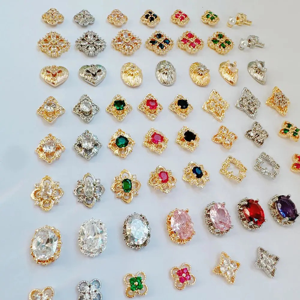 10pcs Flowers Cross Heart Oval Star Nail Art Parts Zircon Crystal Manicure Nails Accessories Supplies Decorations Charms 250217