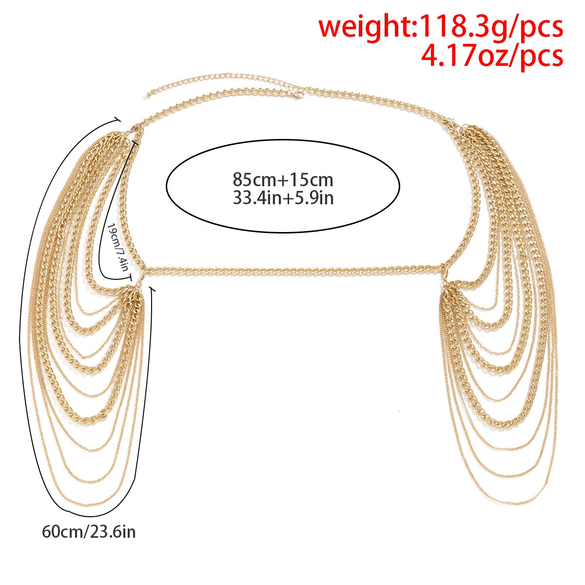 IngeSight.Z Multilayer Gold Color Metal Chains Shoulder Chain for Women Punk Long Tassel Neck Body Jewelry Party Gifts 250225