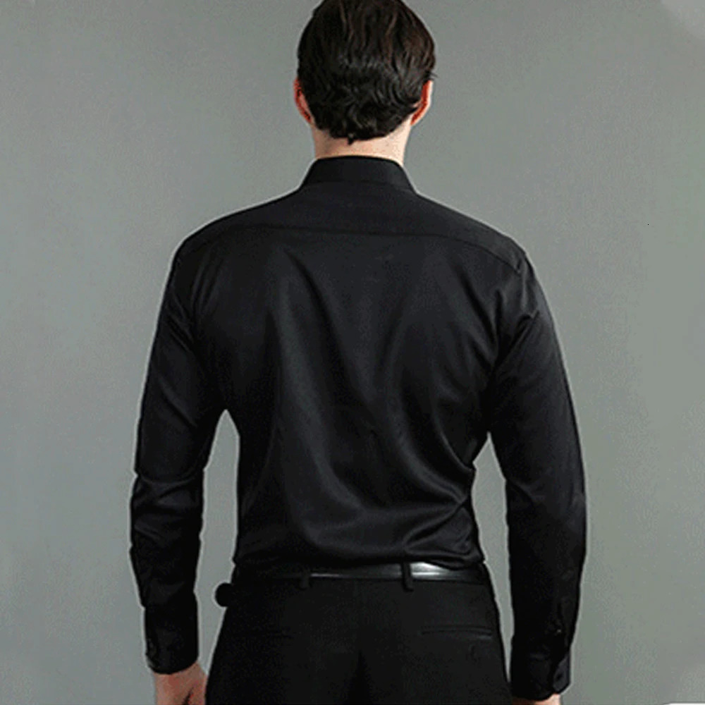 Elastic Shirt Men Long Sleeve Business Casual Clothing Slim Fit Social Shirt High Quality Black Elegant Shirts for Men 250224