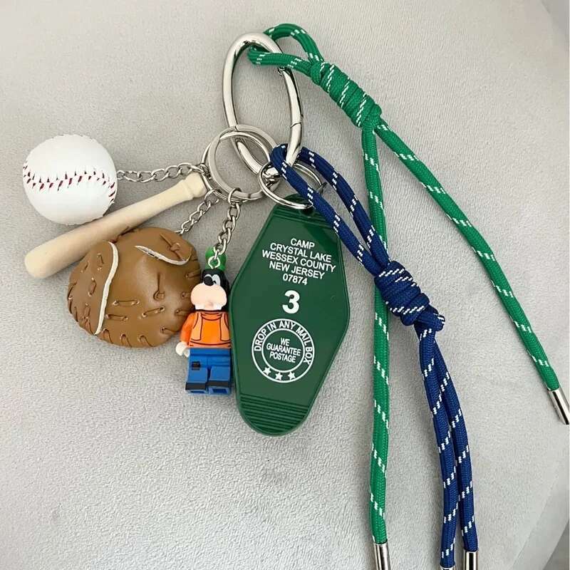 Chocolate Sausage Dog Baseball Car Keychain Tennis String Simple Trendy Bag Pendant Cute Fashion Knot Doll Hanging Decorations