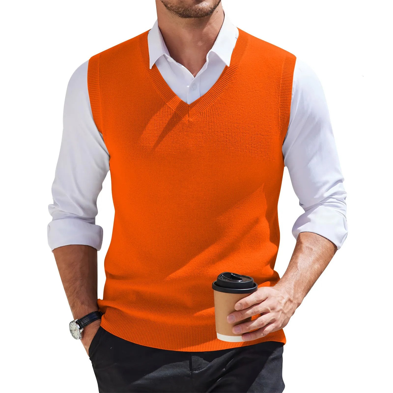 2025 Spring Autumn Wool Sleeveless Cashmere Vest Men Work Sweater Solid Color Knitted Mens Waistcoat High Quality Pullover 250225