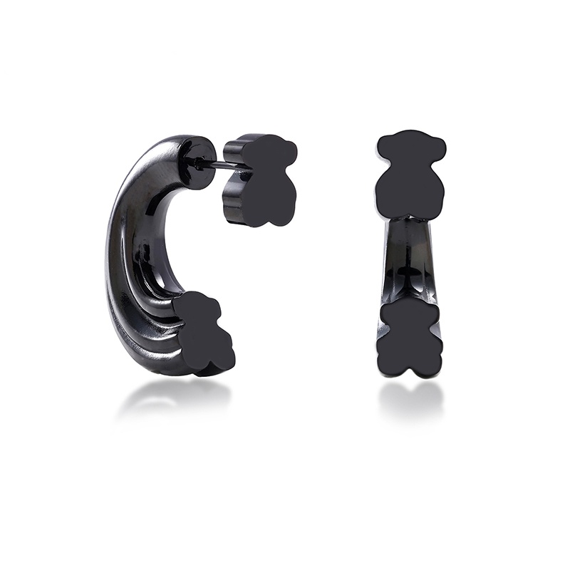 New Fashion Women Girls Men Bear Silver Black Rose Stainless Steel Letter Animal Span Moon Stud Earrings Jewelry