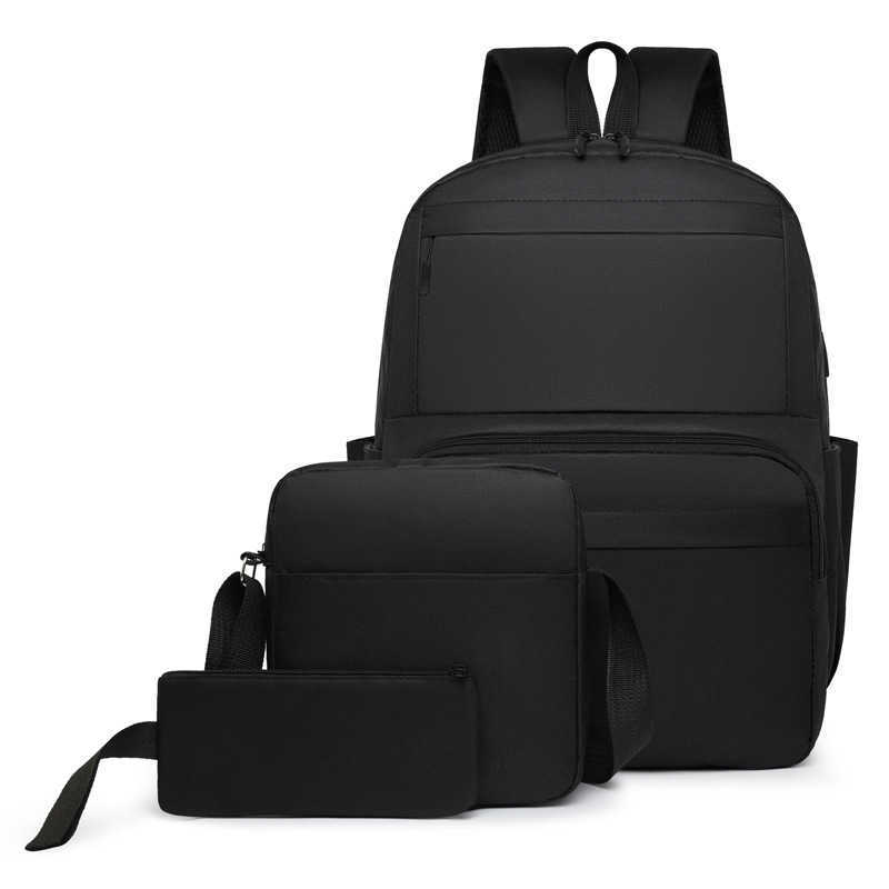 Business Backpack Large Capacity Commuting Waterproof Backpack Mens Fashionable Usb Charging Computer Three Piece Set Backpack For Men Day Travel Bag 