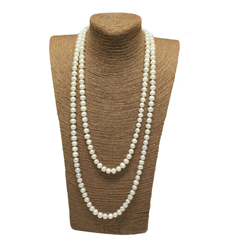 160cm Long Pearl Necklace 9-10mm Natural Freshwater Pearl Sweater Chain For WomenJewelry Gift 250222