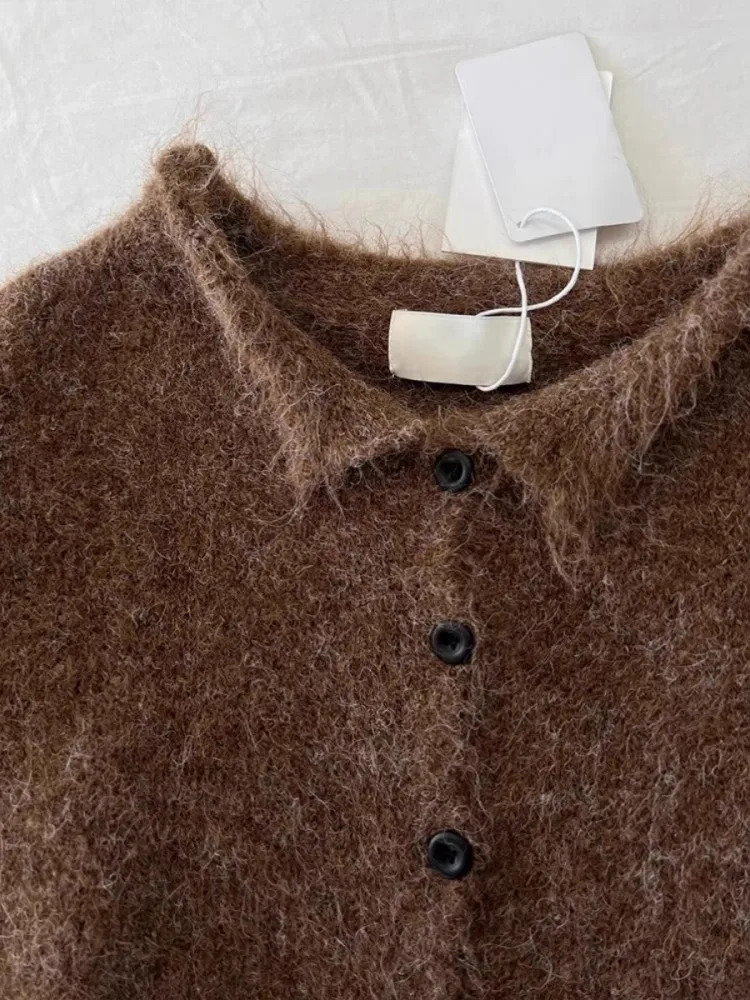 High End Alpaca Wool Sweater For WomenS Autumn And Winter Item Maillard Soft And Sticky Temperament Slim Fit Cardigan 250225