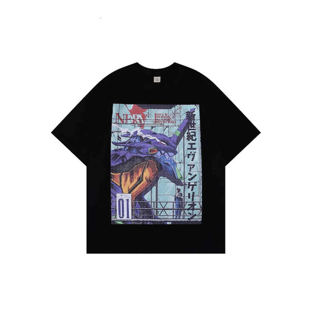 2025 Summer New Harajuku Oversized Short Sleeve and Women Cartoon Anime Printed T-shirt Top for Men