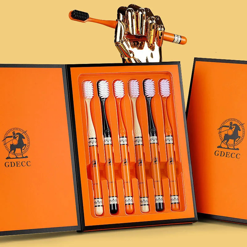 6 high-grade orange toothbrush gift box teeth cleaning tools deep cleaning oral care soft hair travel portable applicable to a 250226