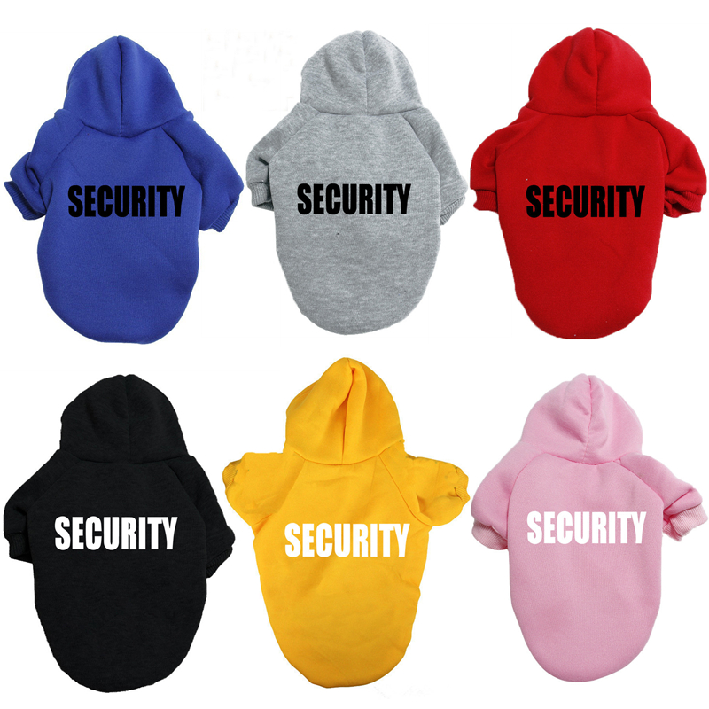 Fleece Lined Fall Dog Clothes Soft Warm Pets Hooded with Classics Security Print Puppy Sweater Winter Sweatshirt for Small Medium Large Dogs & Cat Bla