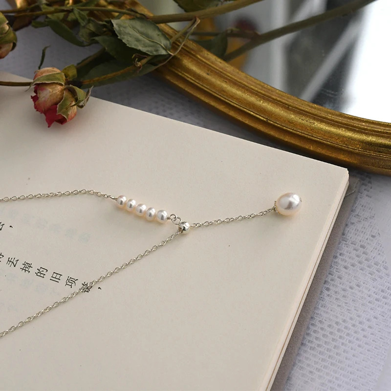 ASHIQI Natural Freshwater Pearl 925 Sterling Silver Necklace Pendant Fashion Jewellery for Women 250222