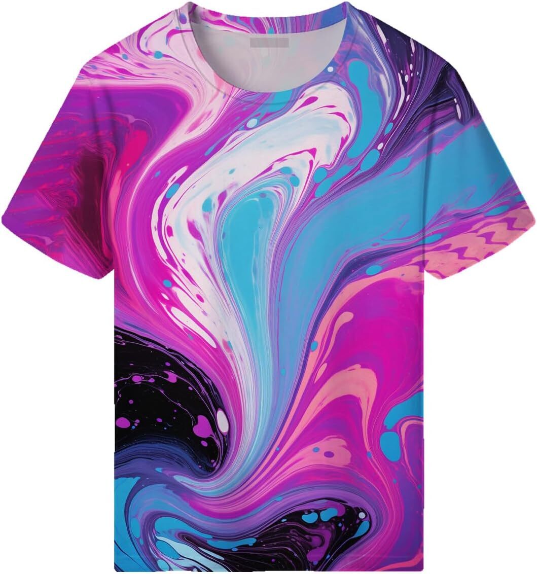Mens T shirt Men's Novelty 3D Print T-Shirts Colorful Neon Pattern Abstract Short Sleeve Tee tee Casual tops summer clothes