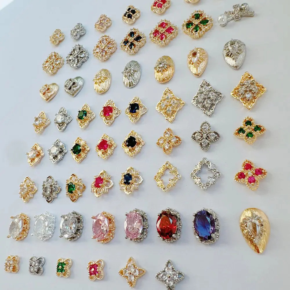 10pcs Flowers Cross Heart Oval Star Nail Art Parts Zircon Crystal Manicure Nails Accessories Supplies Decorations Charms 250217