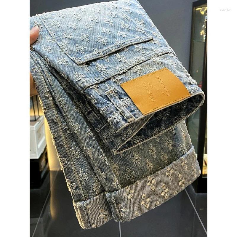 2025 S Fashion Designer Men S Jeans American Straight Men High End Fashion Trend Brand Loose Casual Printed Water Washable Versatile Designer Denim Pa