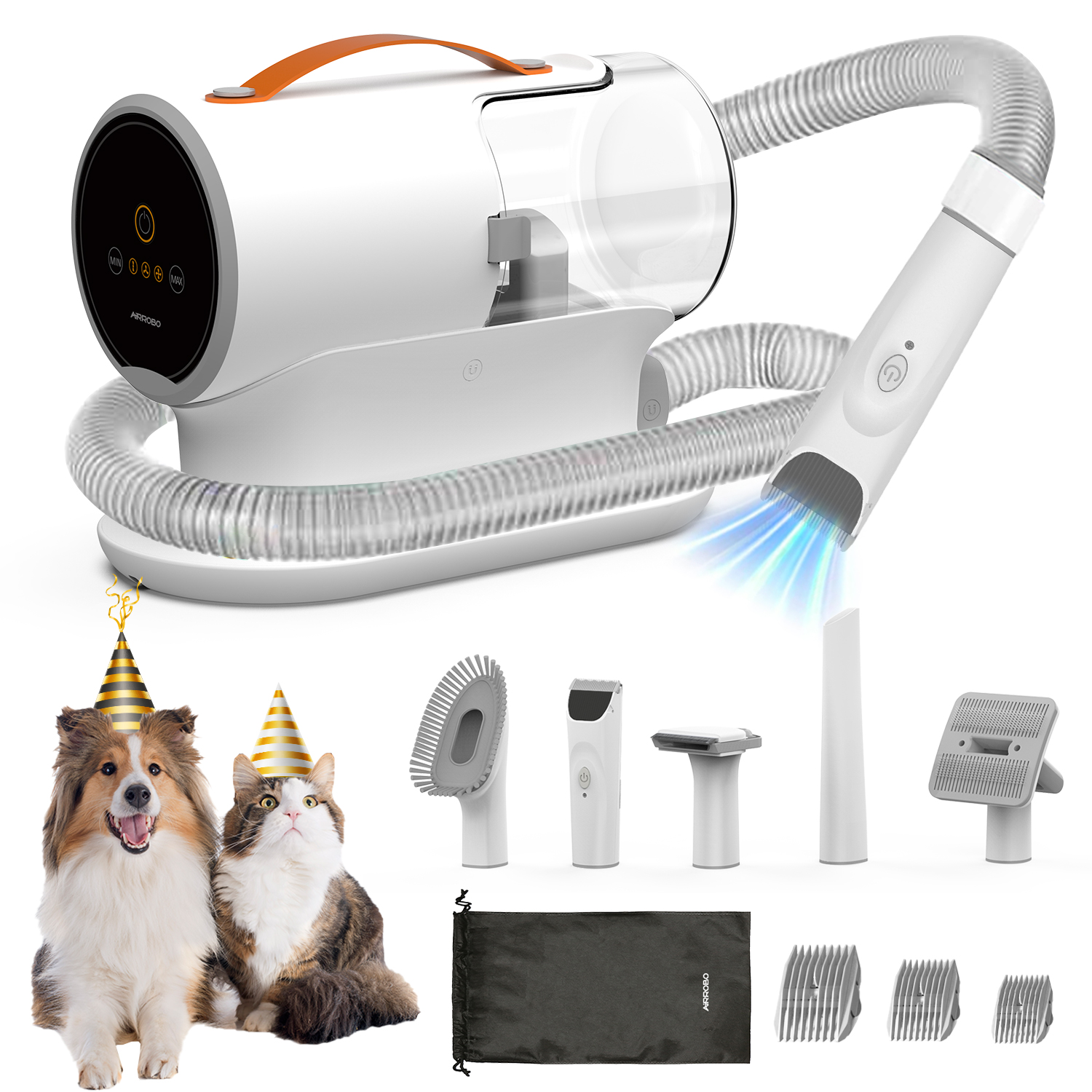 Efficient Dog Grooming Solution by AirRobo - Dual-Purpose Brushing and Vacuum Cleaner Set