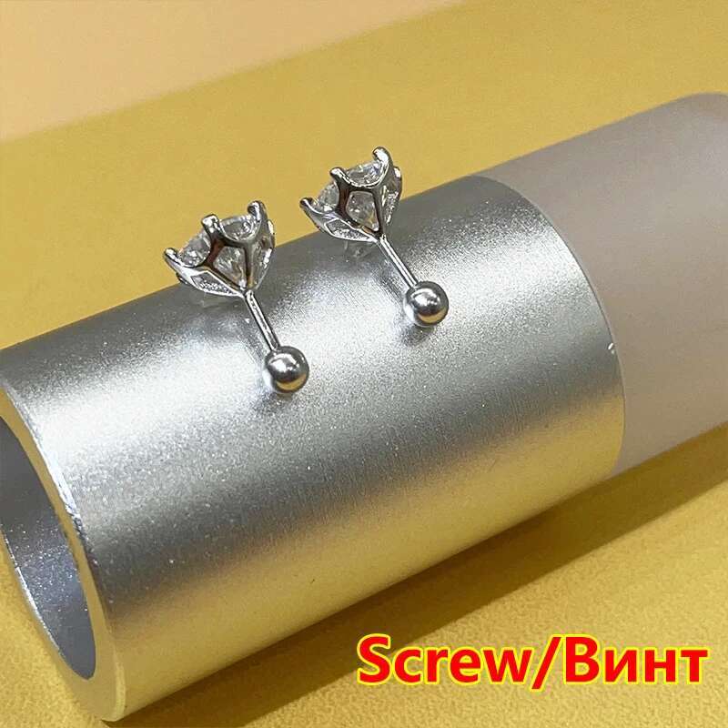 Premium 0.5-2ct Dia Stud Earrings for Original Sterg Sier Screw Back Women Moissanite Earring GRA