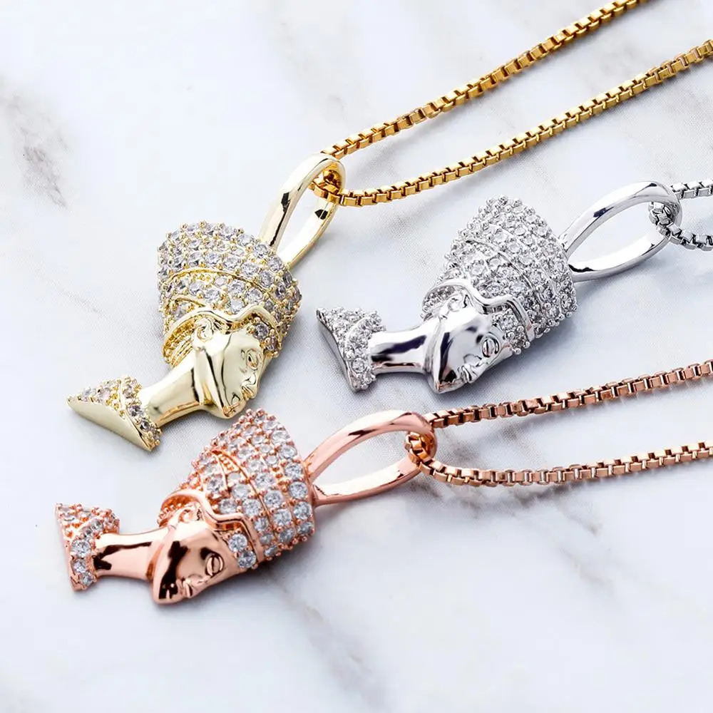JINAO 925 Sterling Silver Egyptian Pharaoh Pendant Iced Out Hip Hop Zircon Pendant Necklac Fashion Hip Hop Jewelry Gift 250225