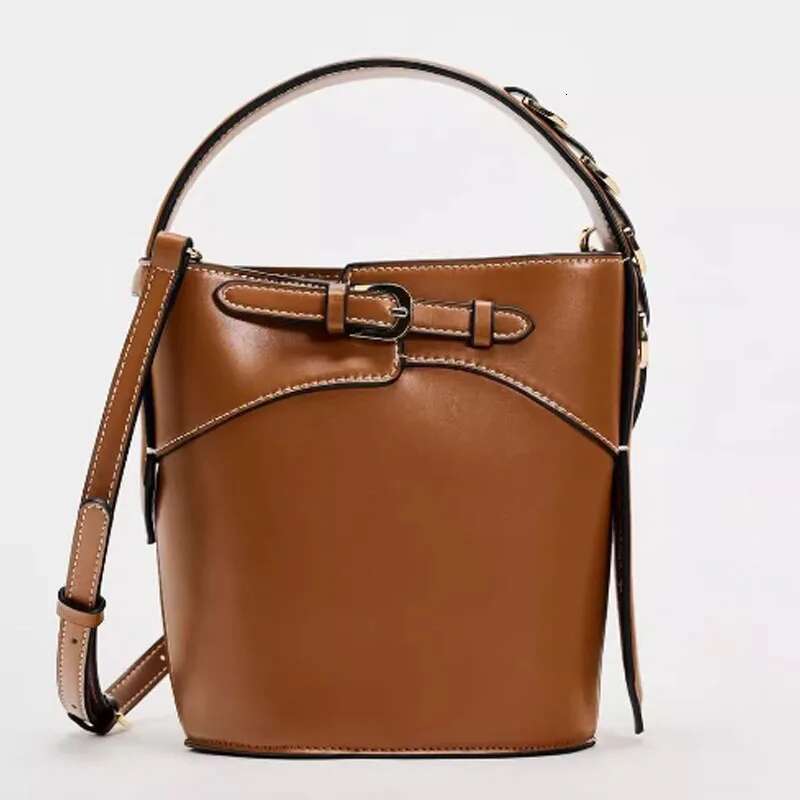 New Brown Buckle Strap Shoulder bags designer handbags Fashion PU Leather Bucket Crossbody Bag