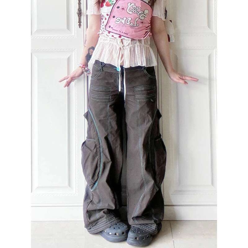 MDNG Women Autumn Brown Baggy Jeans Vintage Cowboy Pants Haruku Aesthetic Streetwear Denim Trousers Y2k 2000S Style Clothes 2024