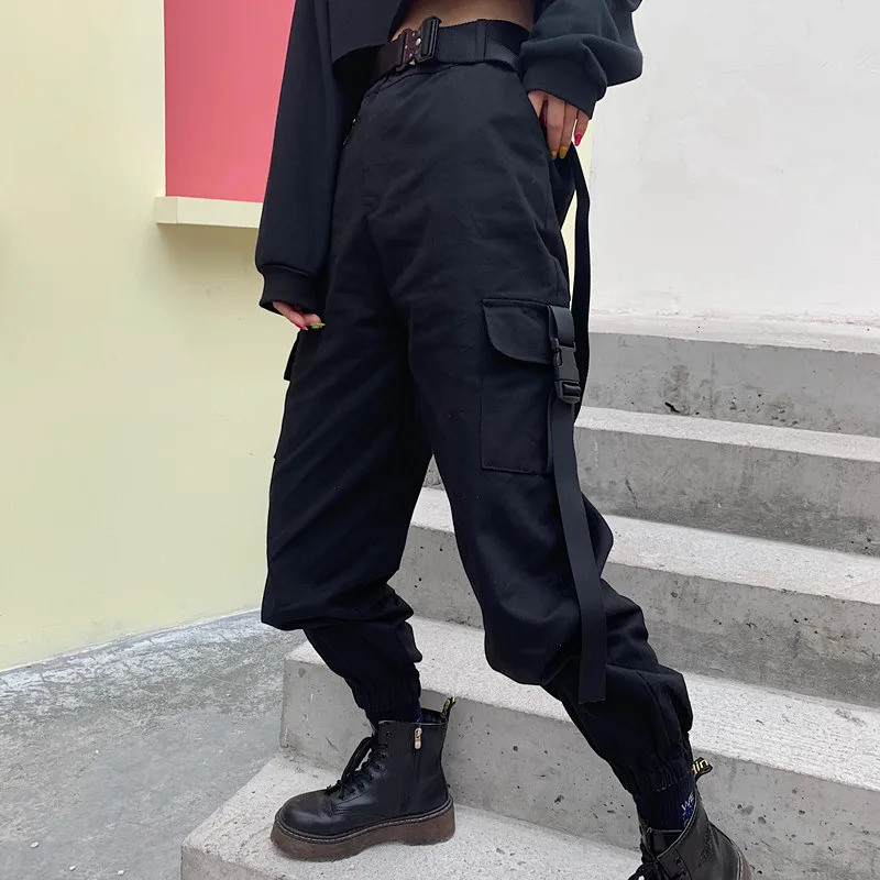 YBYR Big Pockets Cargo Pants Women Elastic High Waist Loose Streetwear Summer Pant Baggy Tactical Trouser Hip Hop Joggers Pants 250221