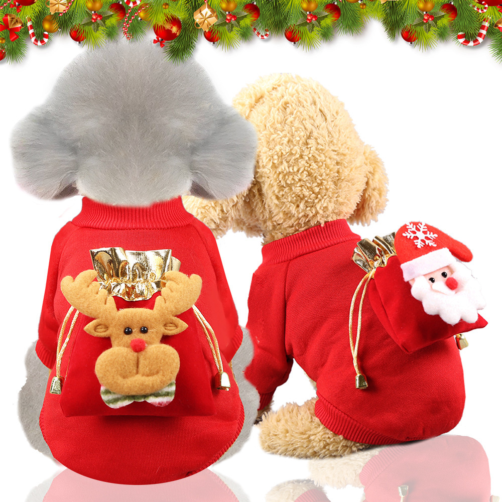 Christmas - Themed Warm Fleece Hoodies for Dogs and Cats! Equipped with Lucky Pockets and Elk Patterns, Ideal Autumn - Winter Pet Supplies