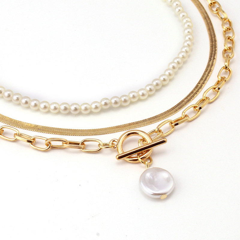Vintage multi-layer beaded chain small incense necklace simple versatile imitation pearl trend necklace jewelry