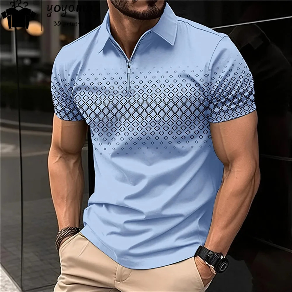 Summer Mens Polo Shirt Lapel Striped Short Sleeve Letter Printed T-Shirt Polo Fashion Top Mens Short Sleeve Tee Tops Shirt 250225