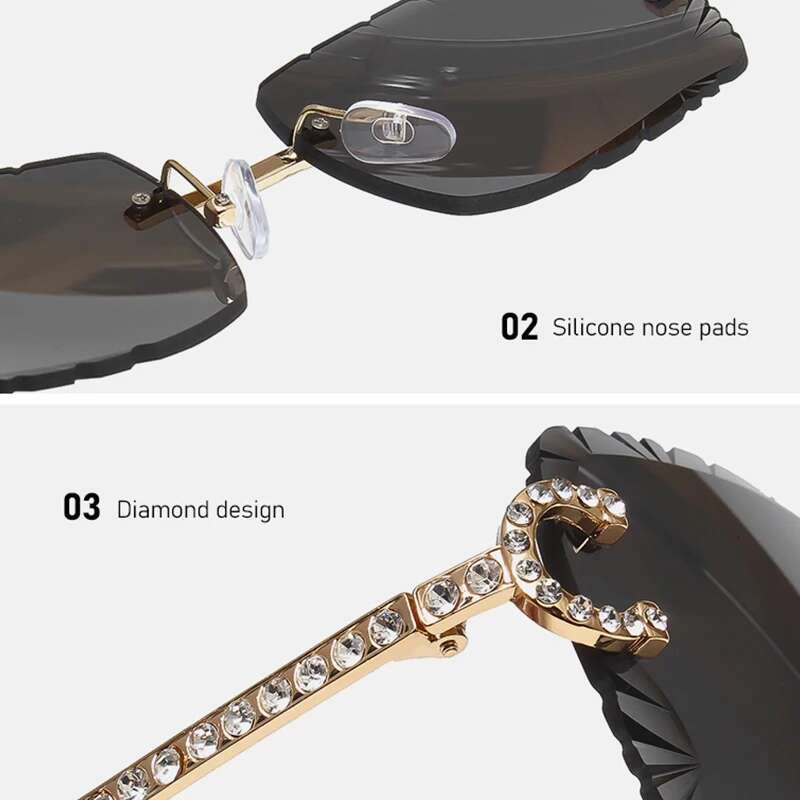 Fashion Rimless Dia Sunglasses Brand Design Women Small Square Metal Sun glasses Shades UV400 Eyewear Gafas De Sol