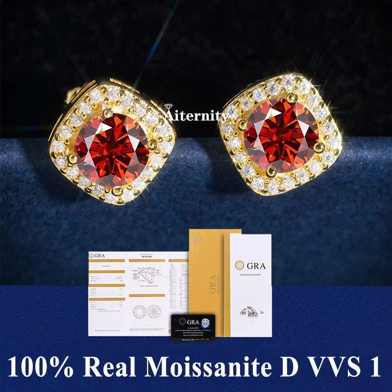 GRA certificate100% Real 999 Sterg Sier Moissanite Earrings D Color Svtud For Womenv Quality Sparkg Wedding Jewelry