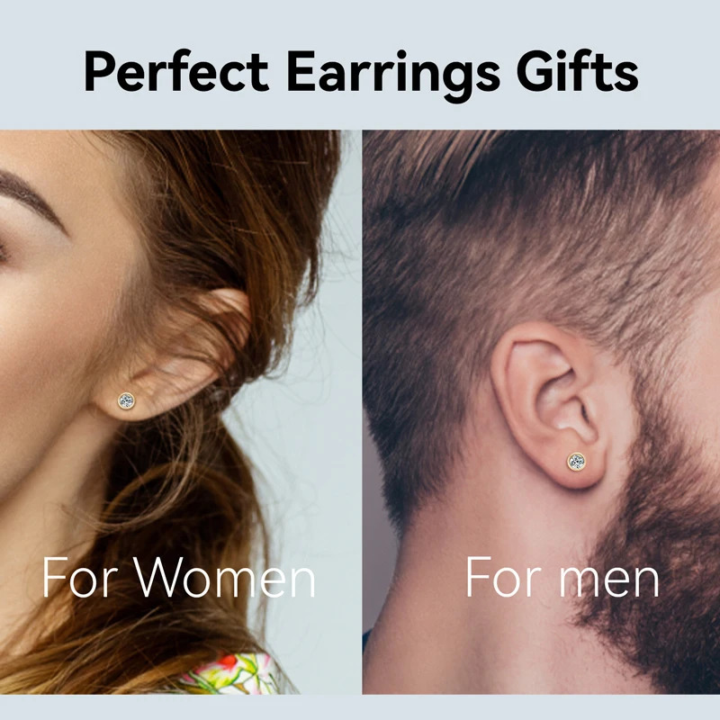 IOGOU Real 3ctw. D Color Jewelry Set 925 Silver 18k Gold Plated Pendant Necklace Stud Earrings Set for Women Men Gift 250221